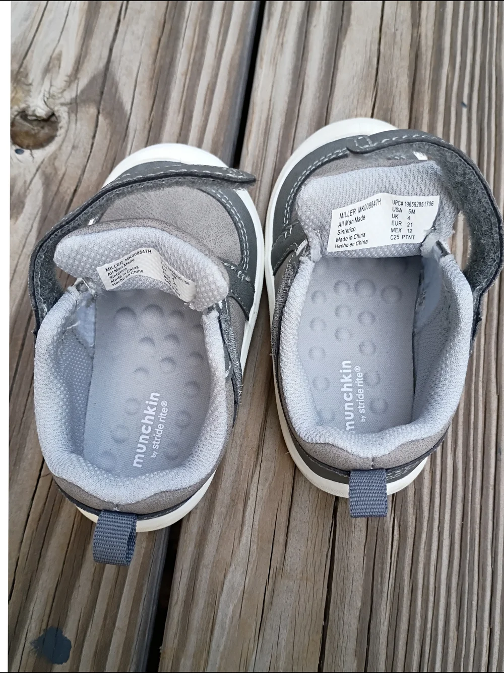 Munchkin Gray and White Miller Toddler Sneakers